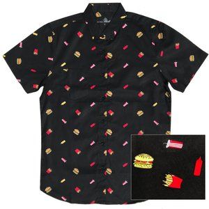 Molokai Surf Co Cotton button front HAMBURGER fast food fries MENS XXL shirt